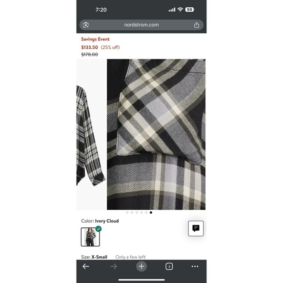 Rails Womens Hunter Plaid Button Down Shirt Black Ivory Flannel Rayon NWT LARGE - Picture 6 of 8